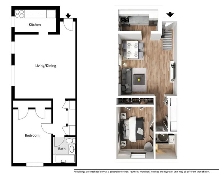 1 bedroom floor plans - 1 bathrom